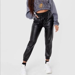 NWT Nasty Gal faux leather black joggers pants